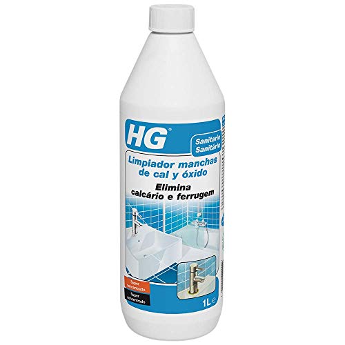 HG Limpiador manchas de cal y óxido 1L – Para elimina la cal en el cuarto de baño – Seguro para todos los materiales en el baño – Ultrapotente