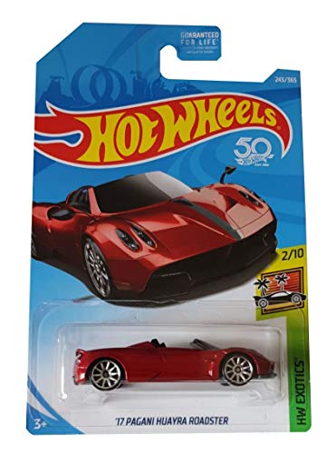 Hot-Wheels Exotics `17 Pagani Huayra Roadster 1:64 Modelo de Coche a Escala para niños y coleccionistas