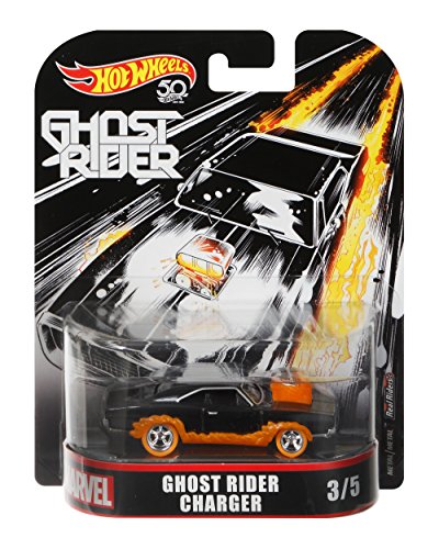 Hot Wheels Modelo coche 8 cm Charger de Ghost Rider – Escala 1/64 DieCast Original Marvel FLD30