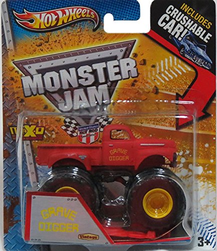 Hot Wheels Monster Jam Grave Digger Vintage (Includes Crushable Car)