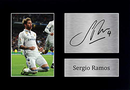 HWC Trading Sergio Ramos A4 Sin Marco Regalo De Visualización De Fotos De Impresión De Imagen Impresa Autógrafo Firmado por Real Madrid Los Aficionados Al Fútbol