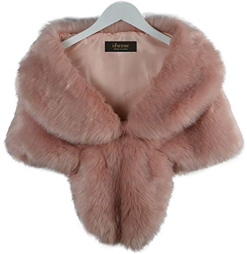i-Furzone warm Faux Fur boda chal de abrigo perfecto para boda/fiesta/show (Rosa Medium Size)