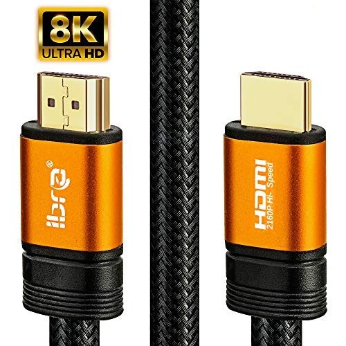 IBRA 2.1 Cable HDMI Naranja 8K Ultra Alta Velocidad 48Gbps de Plomo | Admite 8K @ 60HZ, 4K @ 120HZ, 4320p, Compatible con Fire TV, Soporte 3D, Función Ethernet, 8K UHD, 3D-Xbox PS3 PS4 PC, etc.- 3M