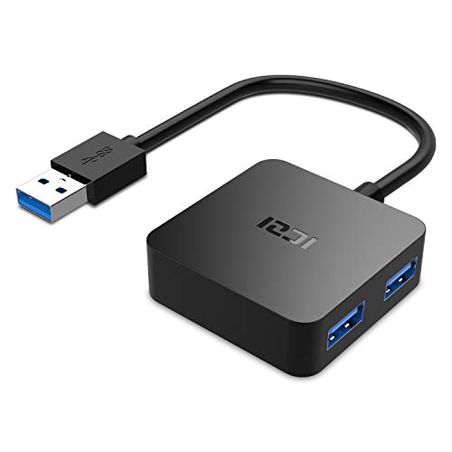 ICZI Hub USB 3.0 de 4 Puertos USB 3.0 , Adaptador usb 3.0 con Conector Niquelado de Alta Velocidade de Transmisión - Negro
