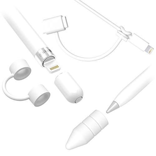 innoGadgets Apple Pencil All-Round 3-Set - [1] Tapa Protectora Compatible con el lápiz de Apple - [2] Soporte para la Tapa - [3] Soporte para el Adaptador de Carga | El Accesorio 3 Piezas | Blanco