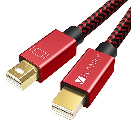 IVANKY Cable Mini DisplayPort 2 Metros, 4K@60Hz, 2K@144Hz, 2K@165Hz, Nylon Cable Mini DP 1.2 Compatible con MacBook/Pro/Air, iMac, Gafas de VR - Rojo y Negro