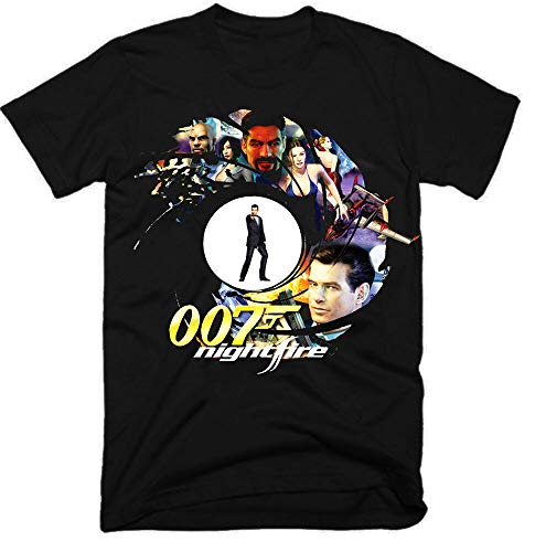 James Bond 007 Nightfire Movie 100% Cotton Men's T-Shirt Black L
