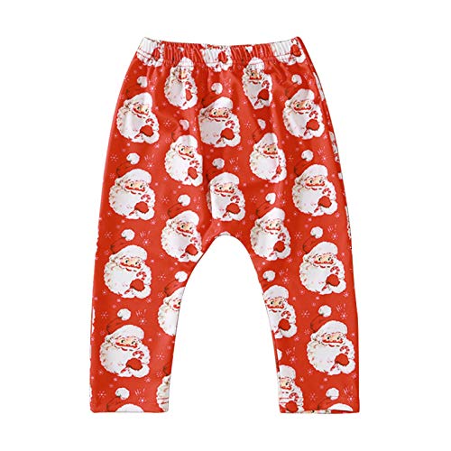 Janly Clearance Sale Pantalones para niños de 0 a 24 meses, para bebés recién nacidos, niños y niñas, con estampado de dibujos animados, para 2 a 3 años, Navidad de invierno (rojo)