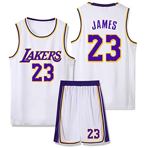 Jersey de Baloncesto Lebron James # 23 de Los Angeles Lakers, Chaleco sin Mangas para Deportes al Aire Libre con Estilo para Hombres Equipo de competición cómodo y Transpirable, Dos Capas de Letras