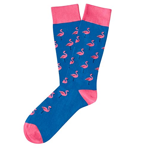 Jimmy Lion Calcetines Flamingo en color Azul, fabricados en algodón peinado.Talla 41-46 en media caña.
