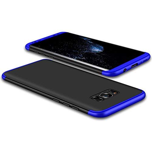 JMGoodstore Funda Samsung Galaxy S8,Carcasa Galaxy S8,Funda 360 Grados Integral para Ambas Caras+Cristal Templado,[360°] 3 in 1 Slim Fit Dactilares Protectora Skin Caso Carcasa Cover Azul+Negro