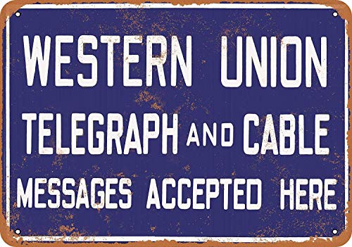 KE OU Western Union Telegraph and Cable Retro Plaque Tin Signs Cafe Bar Signboard Wall Decor Nostalgia Plates