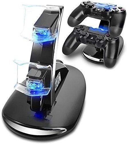 Keyixing PS4 Dual Controller USB Docking Station con LED indicador para PS4 / PS4 Pro / PS4 Slim