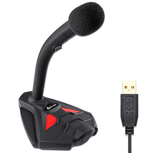 KLIM™ Voice V2 + Micrófono USB de Escritorio + Nuevo 2020 + Óptima Calidad de Sonido + Ideal para grabación y reconocimiento de Voz, Streaming, Youtube, Podcast + Compatible Windows Mac PS4 + Rojo