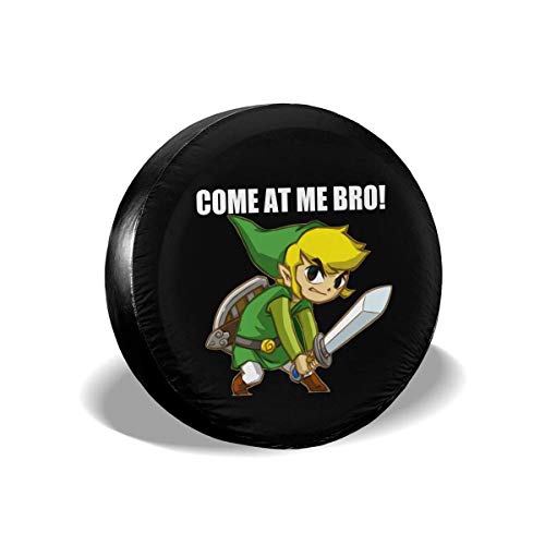 Ksiwre Funda de Neumático Spare Tire Cover Waterproof Universal Spare Wheel Tire Cover Fit for Jeep Trailer RV SUV and Many Vehicle Size 14"-17" Legend of Zelda-Come at Me Bro