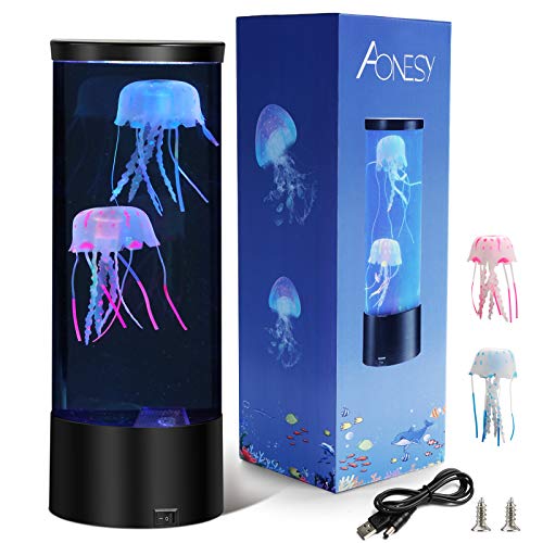 Lámpara de medusas Lámparas de lava AONESY Lámpara de cambio de color Lámpara de humor de acuario de medusas Lámparas de lava para dormitorio de niños Regalo de cumpleaños de Navidad