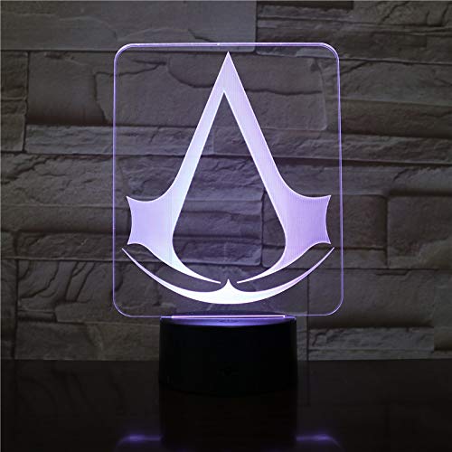 Lampara LED Assassins Creed Logo Cambia Color USB Luz Nocturn