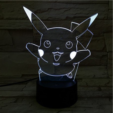Lampara LED Pokémon Pikachu Salto Cambia Color USB Luz Nocturna