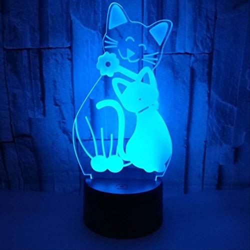 Lámpara táctil colorida 3d ilusión Led luz nocturna lámpara de mesa Usb para niños bebé regalo para niños dormitorio de noche Animal gato de dibujos animados