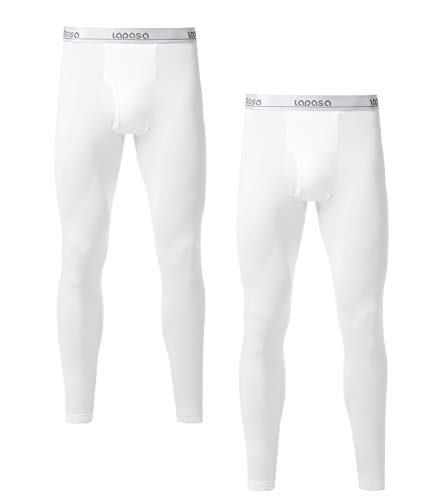 LAPASA Pantalón Térmico Pack de 2 para Hombre (Malla térmica). -Brushed Back Fabric Technique- Calças térmicas M10 (XL (Largo 101, Cintura 101,5-106,68 cm), Blanco 2)