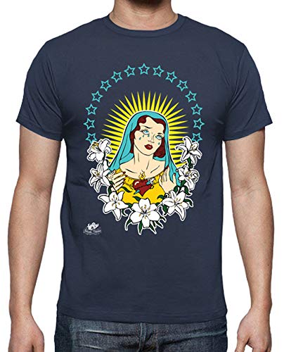 latostadora - Camiseta Virgen Chicana para Hombre Denim 3XL