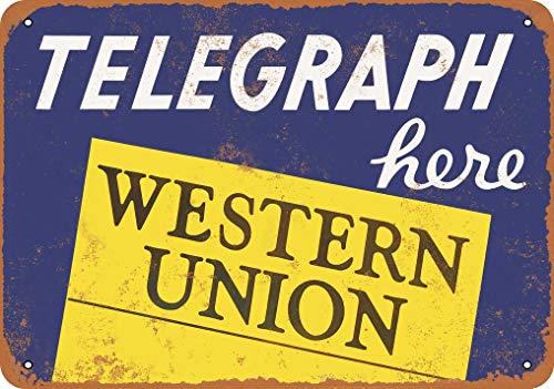 Letrero de metal de 20 x 30 cm Telegraph Here Western Union