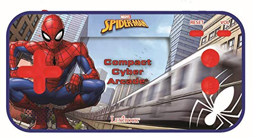 LEXIBOOK- Marvel Spider-Man Compact Cyber Arcade Consola portátil, 150 Juegos, LCD, con Pilas, Azul, Color (China)