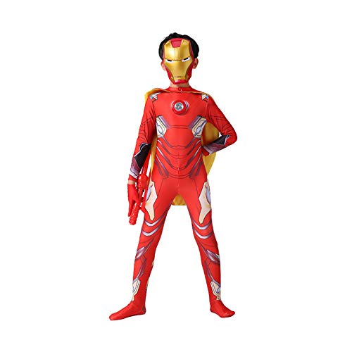 LINLIN Niños Rendimiento Apretado capitán américa Traje niña niño 3D impresión con Traje de Cabeza Halloween Carnaval Party Onesies,Iron Man- Adult L(175~185cm)