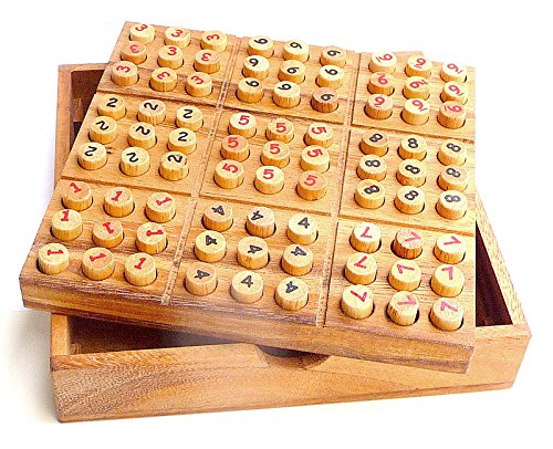 LOGICA GIOCHI Art. Sudoku de Madera - Rompecabezas Matemático - Multijuegos - Caja Plegable - con Folleto de 30 Juegos