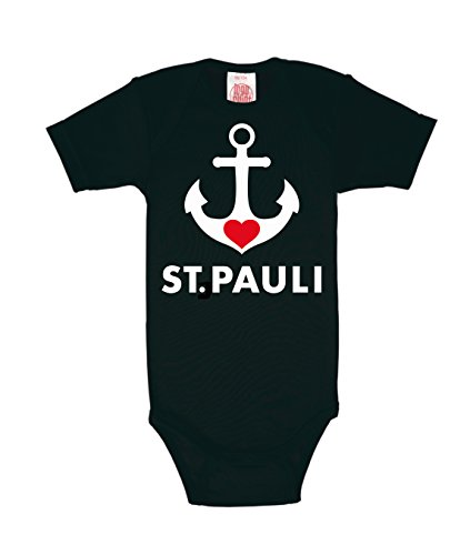 Logoshirt Body para bebé St. Pauli - Hamburgo - Ancla Pelele para bebé - Negro - Diseño Original con Licencia, Talla 98/104, 2-4 años