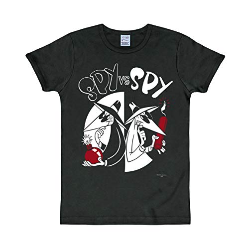 Logoshirt - La Revista Mad - Spy vs Spy - La Bomba y la Dinamita - Camiseta - Slim-Fit - Negro - Diseño Original con Licencia, Talla M