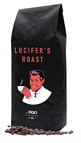 LUCIFER'S ROAST Espresso de KIQO de Italia - 500g café extremadamente fuerte - bajo en ácido - 100% Robusta - tostado a mano en lotes pequeños (grano de café, 500g)