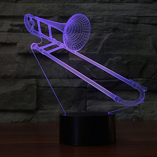 Luz de noche de trombón 3D Luz de mesa de cambio de color USB Luz de sueño LED visual y luz de instrumento musical