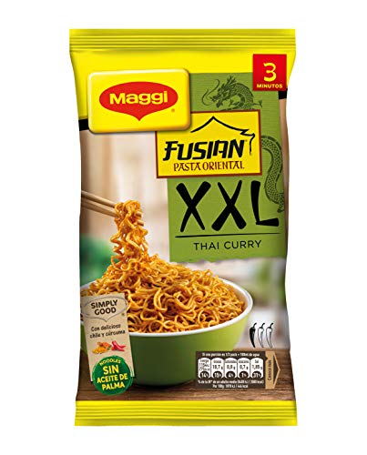 Maggi Pasta Oriental XXL Thai Curry - Fideos Orientales Sin Aceite de Palma - Bolsa 185 g