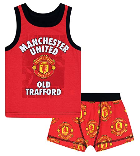 Manchester United FC - Calzoncillos de Estilo bóxer y Camiseta de Tirantes - para niños - Producto Oficial - 8-9 años