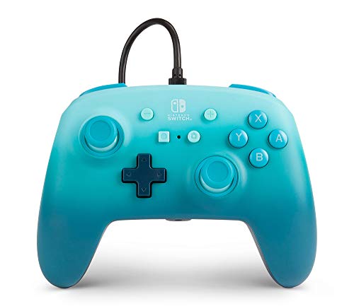 Mando con cable mejorado PowerA para Nintendo Switch: Aquatic Fantasy, azul, mando, mando para videojuegos con cable, mando de juego