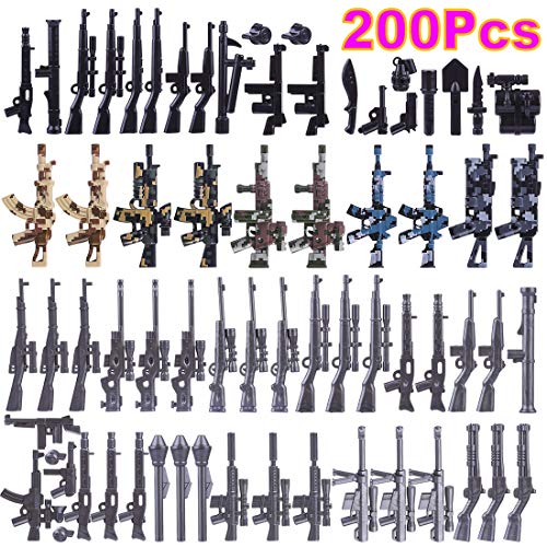 Mecotecn 200Pieza Bloques de Construcción Militares con Custom Armas para Figuras de Soldados y Mini Figuras, Compatible con Lego
