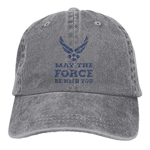 Men's Women's U.S. Air Force USAF May The Force BE Cotton Adjustable Peaked Baseball Dyed Cap Adult Washed Cowboy Hat