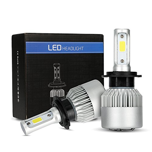 MiCarBa Kit de conversión de bombillas LED para faros de coche, Bombillo de LED COB H7 de alta potencia 6500K 8000lm 72W H/L Faro de LED doble bajo y alto haz Reemplazar