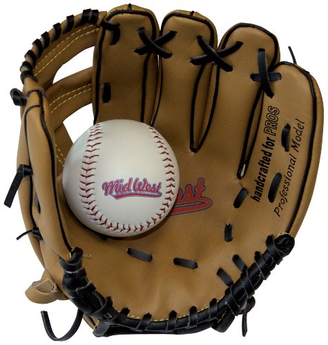 Midwest Kids Glove - Guante de béisbol infantil, tamaño 9 inch, color marrón/ negro