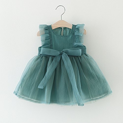 MM Ropa de verano para niños Vestido de malla de niña vestido de princesa,Verde,1-3 años de eda