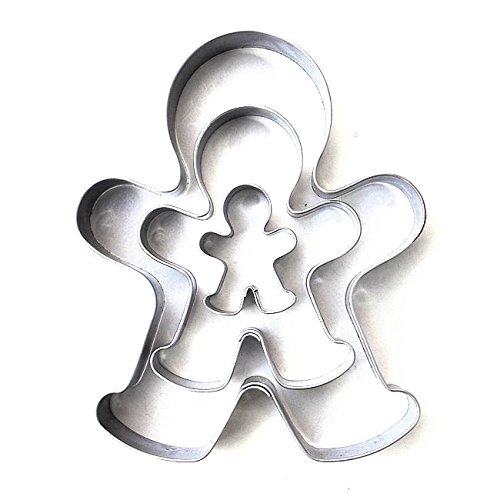 Molde de galletas de Markenlos con forma del hombre de jengibre (set de 3 en 3/6,5/10 cm), de acero inoxidable