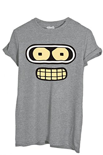 MUSH T-Shirt Bender Rostro - Cartoon by Dress Your Style - Hombre-XXL Gris