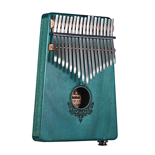 Muslady 17-key Kalimba Portátil Pulgar Piano Mbira Caoba de madera incorporada Pickup con interfaz de altavoz de 6.35 mm con llevar bolso de regalo musical