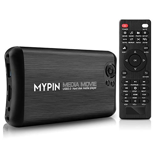 MYPIN Reproductor Multimedia Digital Reproductor Multimedia Caja HDMI / AV / VGA, reproducción de Video y Fotos con Memoria USB /Tarjeta SD /Disco Duro /Dispositivos externos (Compatible con USB 3.0)