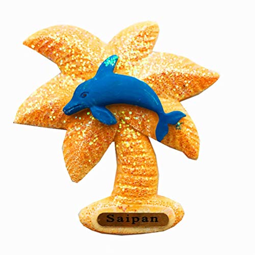 "N/A" Dolphin Saipan Island 3D Imán de Nevera Artesanía Recuerdo Resina Refrigerador Imanes Colección Regalo de Viaje