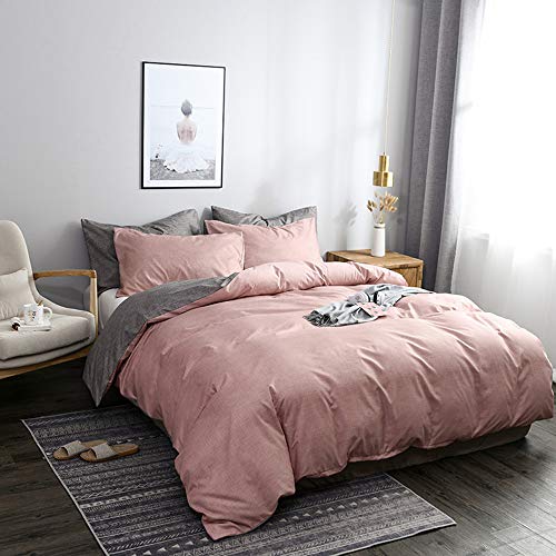 N/C - Juego de cama (200 x 220 cm, reversible, 100% microfibra suave y agradable, color gris Altrosa, funda nórdica de 200 x 220 cm y 2 fundas de almohada de 80 x 80 cm), color rosa y gris