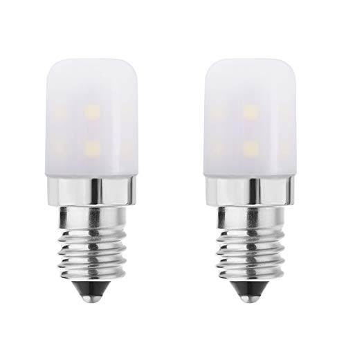 noobibaba Bombilla E14 de 2 W LED, 230 V, no regulable, pequeña Edison Vite, utilizada para campana extractora, lámpara de mesa, lámpara de sal (blanco frío, 2 unidades)