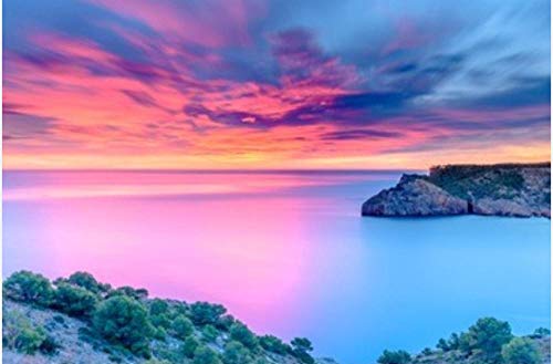 N/W Puzzle Jigsaw Rompecabezas para Adultos Kid Friend Jigsaw - Beautiful Dawn At The Mediterranean Sea Punta Montgo Escala Catalonia Spain - Bricolaje 1000Piezas