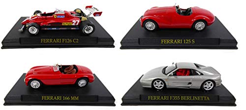 OPO 10 - Lote de 4 Coches 1/43 Compatible con Ferrari 126C2 + 166MM + 125S + F355 Berlinetta (KJ01 + KJ04 + KJ16 + KJ22)